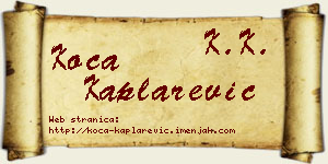Koča Kaplarević vizit kartica